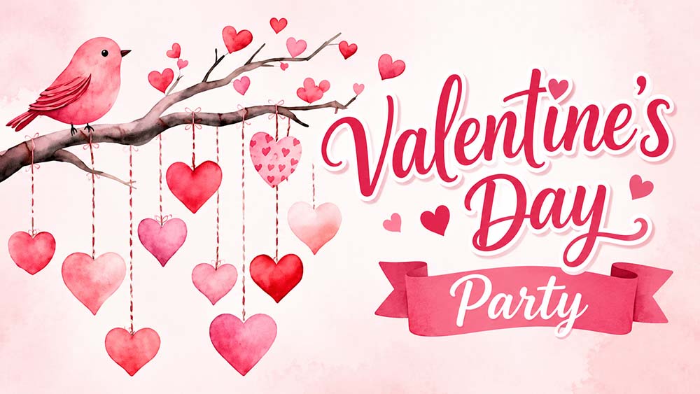 Valentine's Day Party Banner.